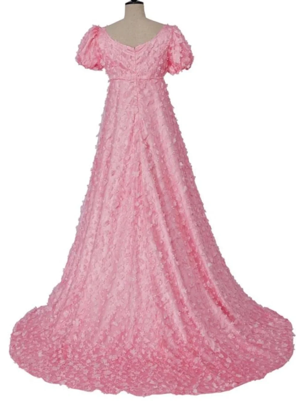 Pink Floral Maxi Puff Sleeve Cottagecore Romantic Formal Gown Women's. Size L - Picture 6 of 7